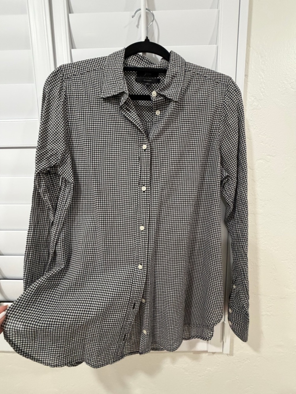 J. Crew Black and White Gingham Button-Down Shirt